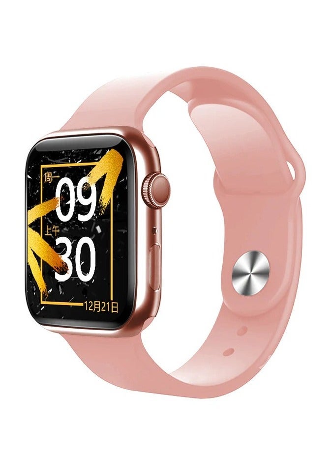 ساعة ذكية  الاصدار التاسع شاشة كاملة لحساب السعرات الحرارية و استقبال الرسائل و المكالمات و تدعم اللغة العربية -  وردي - Image 2